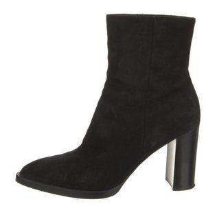 GIANVITO ROSSI BLACK SUEDE POINTY TOE ANKLE BOOTS